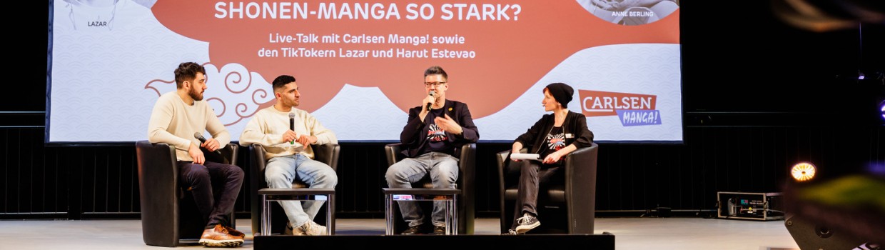 Bühnentalk von Carlsen Manga mit 4 Teilnehmer:innen auf der Manga-Comic-Con 2024