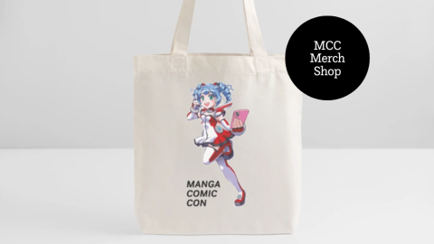 MCC Merch Shop mit bedrucktem Jutebeutel